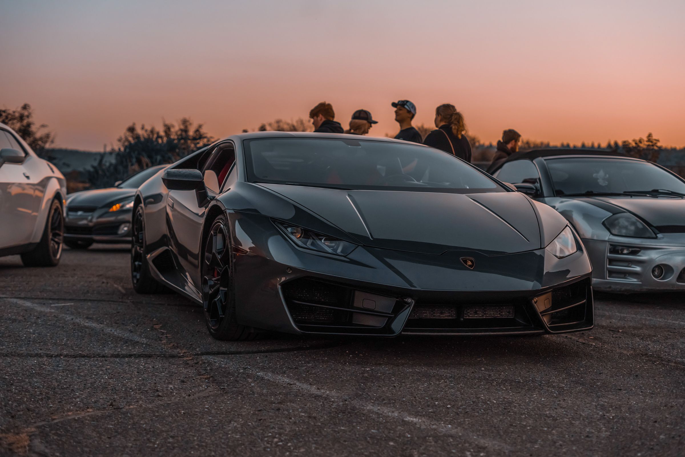 Lamborghini supercar at dusk